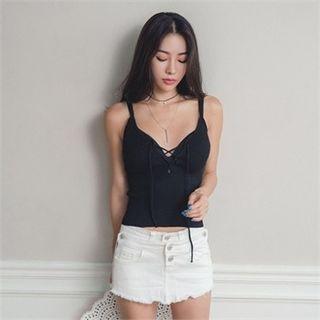 Flap-front Zip-detail Shorts