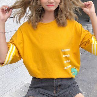 Monster Print Elbow-sleeve T-shirt