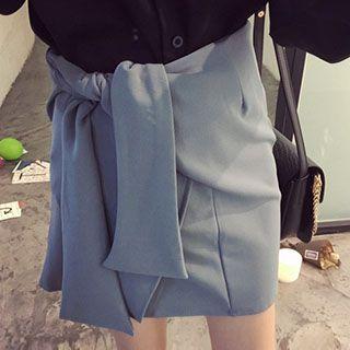 Tie-front A-line Skirt