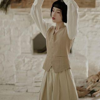 Button Vest Vest - Camel - One Size