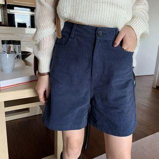 High-waist Corduroy Straight-cut Shorts