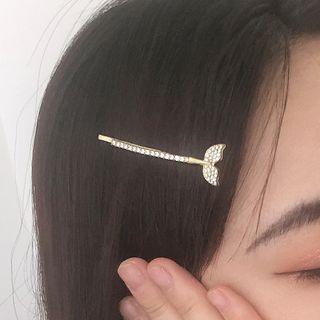 Rhinestone Whale Tail Hair Pin 1 Pc - Rhinestone Whale Tail Hair Pin - Gold - One Size
