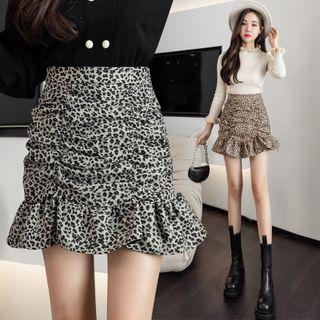 Leopard Print A-line Mini Mermaid Skirt