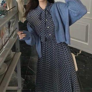 Set: Knit Cardigan + Dotted Shirtdress