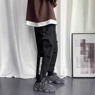 High-waist Lettering Cargo Pants
