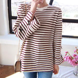 Bow-trim Stripe T-shirt