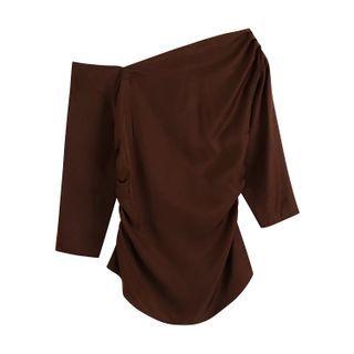 3/4-sleeve Off-shoulder Asymmetrical Top