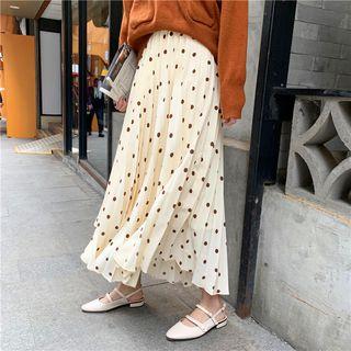 Polka Dot Accordion Pleat Maxi Skirt