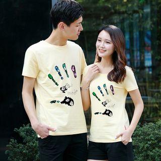 Couple Matching Hand Print Short Sleeve T-shirt
