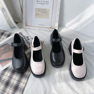 Plain Platform Block Heel Mary Jane Pumps