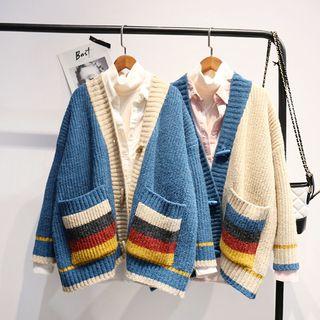 Color Block Boxy Toggle Cardigan