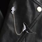 Astronaut Whale Chained Alloy Brooch 1 Pc - Black & White & Silver - One Size