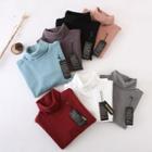 Short-sleeve Turtle-neck Plain T-shirt