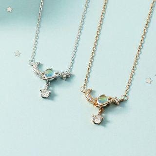 Rhinestone Moon & Planet Choker Necklace