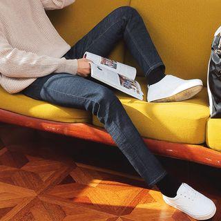 Hidden-band Brushed-fleece Lined Skinny Jeans