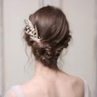 Wedding Faux Pearl Leaf Hair Comb Gold - One Size