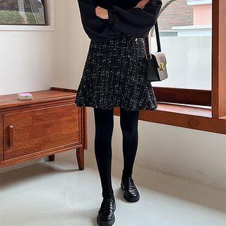 Plus Size Inset Shorts Tweed Miniskirt