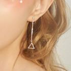 Non-matching 925 Sterling Silver Triangle & Bar Dangle Earring