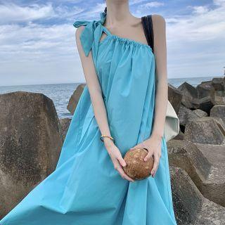 Single Spaghetti Strap Midi A-line Dress