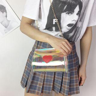 Heart Applique Hologram Crossbody Bag