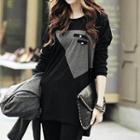 Long-sleeved Two-tone Top