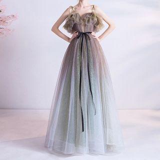 Spaghetti Strap Mesh A-line Wedding Gown