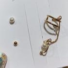 Non-matching Faux Pearl Chained Earring Set Of 3 - As Shown In Figure - One Size