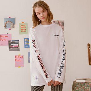 Letter-printed Label-patched T-shirt White - One Size