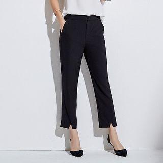 Slit-hem Straight-cut Cropped Dress Pants