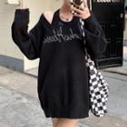 Set: Lettering Off-shoulder Sweater + Tank Top