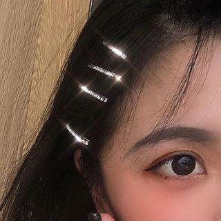 Rhinestone Alloy Hair Pin Set Of 4 - Silver - One Size