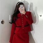 Single-breasted Jacket / High-waist Mini A-line Skirt