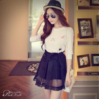 3/4-sleeve Embroidered Knit Top