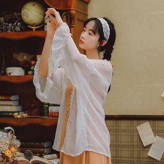 Lace Trim Long-sleeve Chiffon Light Jacket