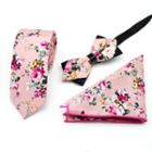Set Of 3: Printed Neck Tie + Bow Tie + Pocket Square Mz-01 - One Size