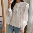 Layered-collar Lace-trim Blouse Ivory - One Size