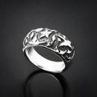 Moon And Flower Tinted Sterling Silver Ring