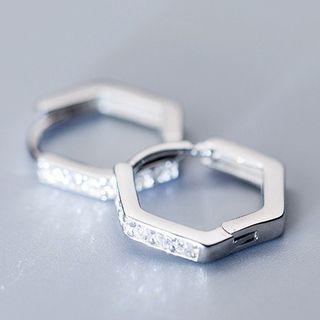 Rhinestone Geometric Hoop Earring