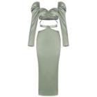 Puff-sleeve Cutout A-line Cocktail Dress