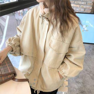 Fleece Plain Zip Cargo Jacket