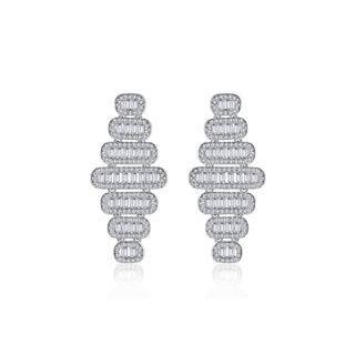 Fashion And Elegant Geometric Cubic Zirconia Earrings Silver - One Size