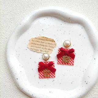 Square Chinese Characters Acrylic Dangle Earring