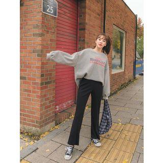 Flat-front Fleece-lined Boot-cut Pants