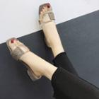 Rhinestone Buckle Low Heel Sandals