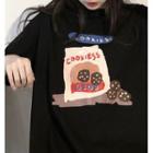Elbow-sleeve Cookies Print T-shirt