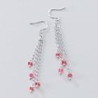 Bead Fringed Drop Earring 1 Pair - S925 Silver - Silver & Pink - One Size