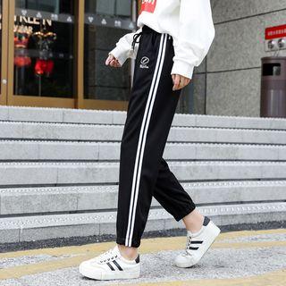 Contrast Trim Striped Trim Harem Pants