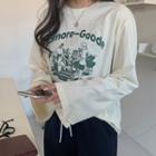 Wide-sleeve Illustration-printed T-shirt