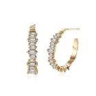 Fashion Simple Plated Champagne Gold Geometric Cubic Zirconia Stud Earrings Champagne - One Size