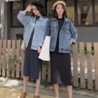 Plain Midi Tank Dress / Pocket Detail Denim Jacket